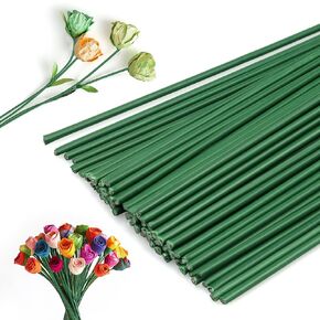 Floral Wire Stems, 60 Pack Flower Stems, 2 Gauge Green Floral Stem Wire for Paper Wrapped Wreath Making Supplies