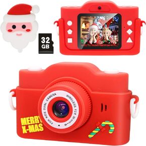 Kids Toy Selfie Camera, Christmas Birthday Gifts for Boys and Girls, 1080P 2.0" HD Toddler Video Recorder Great for Kids Gifts for 3-10 Year Old Girls with 32GB SD Card (Red)