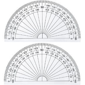 Zonon 2 Pcs 6 Inch 4 Inch Plastic Protractor Math Protractors 180 Degrees Angle Measurement, Translucent for Geometry Classroom Kid Student School Office Supplies (Hollow and Solid,6 Inch and 4 Inch)