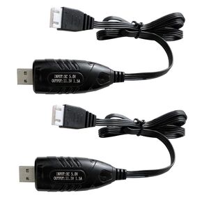 KBT 2-Pack XH-4P USB Charger Cable for 11.1V RC Car Battery, 1500mA Charging Speed for 3S Lipo Battery