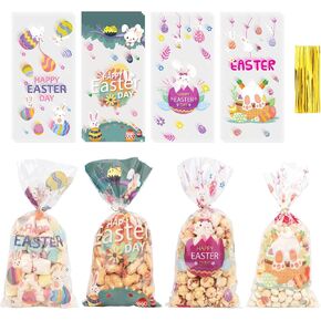 Valentines Treat Bags, 100 PCS Valentines Goodie Bags, Valentines Day Plastic Goodie Candy Goody Cookie Favor Ziplock Cellophane Treat Bags for Classroom Party Small Mini Valentines Gift Bags Bulk