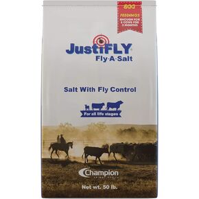 Fly-A-Salt Cattle Fly Control Salt Bag, 50 lb | 800 Feedings Per Salt Bag. One Bag Feeds 8 Cows for 3 Months When You Purchase 5 Or More