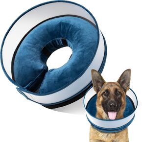 Inflatable Dog Cone, Soft Dog Cone Collar After Surgery for Alternative with Enhanced Anti-Licking Guard Shield Adjustable Detachable Cone Collar, Elizabethan Collar (L, Blue)