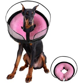 Inflatable Surgery Collar for Dogs-Enhanced Anti-Licking Protective Cone with Adjustable Strap (Grey, XL) in Kuwait