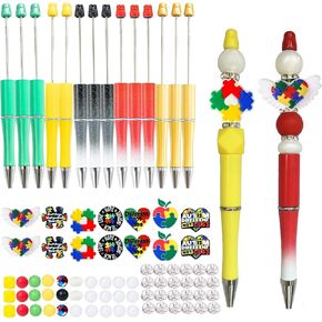 Beadable Pens Bulk DIY Beadable Pens Making Supplies Kit with Beads Make Your Own Pens with Silicone Focal Beads (Easter)