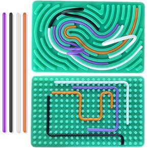 Sensory Activity Board for Kids, Silicone Fidget Toys for Calming, Stress, Anxiety, ADHD & Autism, Double-Sided Fidget Board Toys for Adults Includes Portable Travel Bag & 20 Strings (Pink)