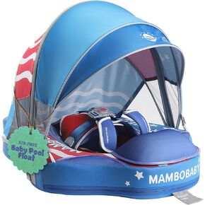 Mambobabyfloat Sunny Navigator Baby Pool مع مظلة-آمن ، مريح ، تجمع الأعلام الأمريكي قابلة للتعديل مع حماية من أشعة الشمس ، تكنولوجيا رغوة خالية من الهواء ، نظام الإبزيم 5 اتجاهات