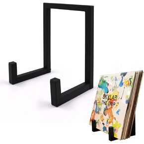 Vinyl Record Storage Black Metal Tabletop Record Holder for Albums Small Vinyl Record Stand for Lp Display Holds any Size Records - 1 pcs