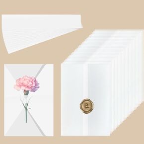 كايتون 100 حزمة سترات ريفية مسبقًا و 100 PCS Vellum Bell Band لدعوات 5 × 7 ، وبطانات مظروف الورق الشفافة الشفافة لدعوة معمودية معمودية حفل زفاف