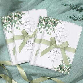 MotiMind 100 Pcs Colorful Wildflower Pre Folded Vellum Jackets for 5x7 Invitations 130GSM Transparent Envelope Liners Bulk Vellum Paper 5x7 with Ribbons Wedding Invitations Wraps for Wedding Cards