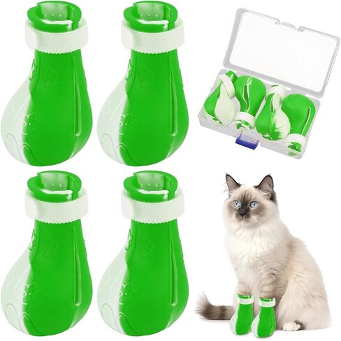 أغطية 4pcs أقدام القط ، واضطراب مضاد للخلع مضاد للخلع من السيليكون هريرة مخلب القبعات أحذية لقطع الأظافر فحص الاستحمام متعددة الوظائف منتجات واقي للحيوانات الأليفة (الأزرق) in Kuwait
