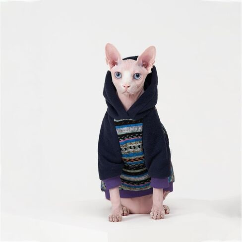Sphynx Cat Hoodie SweaterWarm fleece Sweater for cat, knit fleece Dog Clothes for Kitten Small Medium Dogs (Medium) in Saudi Arabia