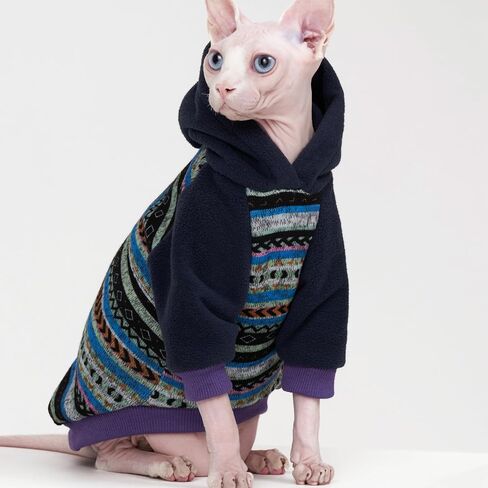 Sphynx Cat Hoodie SweaterWarm fleece Sweater for cat, knit fleece Dog Clothes for Kitten Small Medium Dogs (Medium) in Saudi Arabia