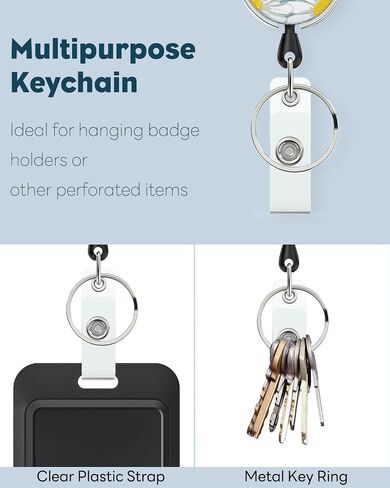 Uniclife Floral Retractable Badge Reel for Badge Holder White Flower Heavy Duty Retractable Keychain Strong ABS Casing with Stainless Steel Spring Coil 24 Inch Nylon Rope Carabiner Clip and Key Ring in Saudi Arabia