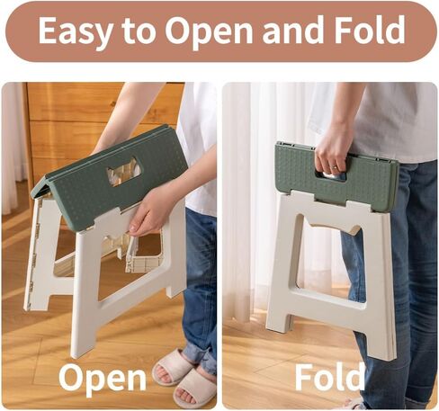 13'' Folding Step Stool for Adults & Kids Hold Up to 250 LB Non-Slip Folding Stools with Portable Handle Compact Collapsible Lightweight Foldable Stools for Kitchen, Bathroom (Khaki, 13in) in Kuwait