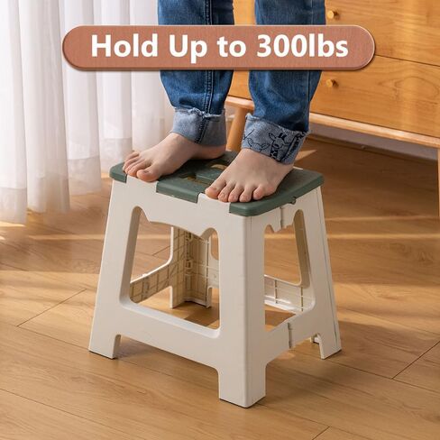 13'' Folding Step Stool for Adults & Kids Hold Up to 250 LB Non-Slip Folding Stools with Portable Handle Compact Collapsible Lightweight Foldable Stools for Kitchen, Bathroom (Khaki, 13in) in Kuwait