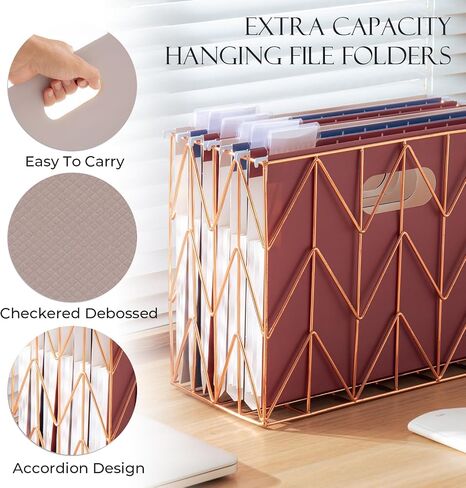 Y YOMA 6 Pack Extra Capacity Hanging File Folders Letter Size with Handle Accordion Decorative File Folder Colored Hanging Folder Organizer for with 1/5-Cut Adjustable Tabs, Laid Maillard Color in Saudi Arabia