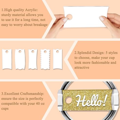 10pcs تسامي اسم لوحة الفراغات الاكريليك ، 3.2 "× 1.3" لـ Stanley 40 Oz Tumblers تسامي الأسماء الأكريليك علامات الفراغ in Kuwait