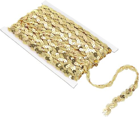 uxcell 11Yards 0.6 inch Sequin Braid Trim, Flat Sequins Paillette Ribbon for Sewing Crafts Costume Embellishments, Gold in Saudi Arabia