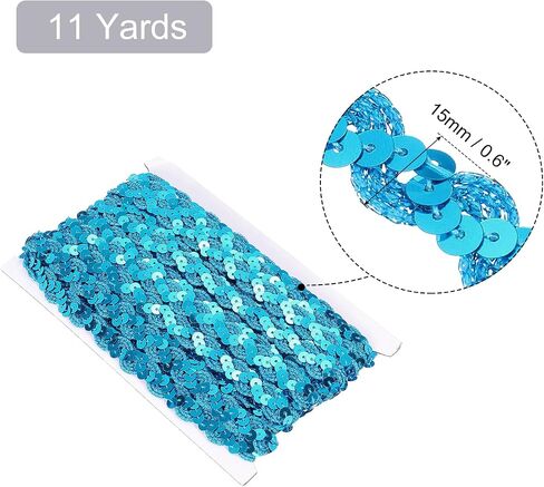 uxcell 11Yards 0.6 inch Sequin Braid Trim, Flat Sequins Paillette Ribbon for Sewing Crafts Costume Embellishments, Gold in Saudi Arabia
