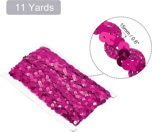 uxcell 11Yards 0.6 inch Sequin Braid Trim, Flat Sequins Paillette Ribbon for Sewing Crafts Costume Embellishments, Gold in Saudi Arabia