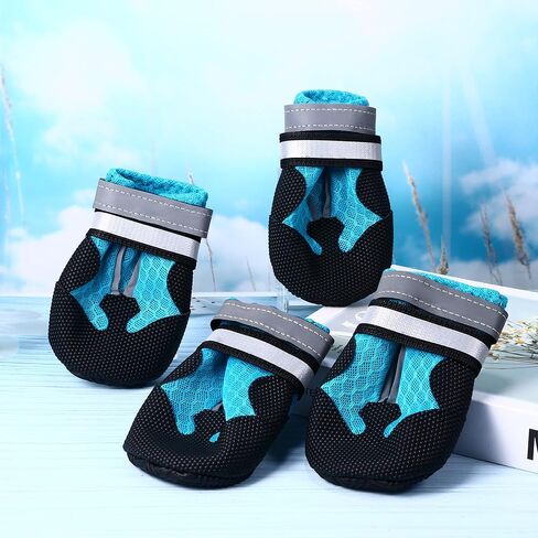 Dog Boots for Outdoor and Indoor(4 PCs), Anti-Slip Waterproof Dog Shoes with Reflective Strips, Adjustable Dog Socks Paw Protector for Medium Large Dogs in Saudi Arabia