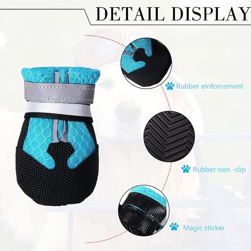 Dog Boots for Outdoor and Indoor(4 PCs), Anti-Slip Waterproof Dog Shoes with Reflective Strips, Adjustable Dog Socks Paw Protector for Medium Large Dogs in Saudi Arabia