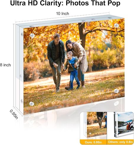3 Pack 5x5 Acrylic Picture Frames - 20% Thicker Double Sided Magnetic Frame with UV Protection - Freestanding Clear Frameless Display for Tabletops - Modern Photo Frame Set for Home & Office Decor in Saudi Arabia