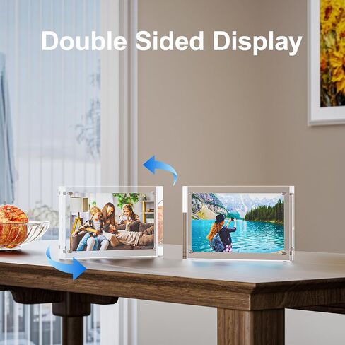 3 Pack 5x5 Acrylic Picture Frames - 20% Thicker Double Sided Magnetic Frame with UV Protection - Freestanding Clear Frameless Display for Tabletops - Modern Photo Frame Set for Home & Office Decor in Saudi Arabia