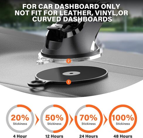APPS2Car 3-Pack 3" Dashboard Mounting Disk, VHB Pad for Suction Cup Mount | VHB Pad, Not Double-Sided Tape; Fits Suction Cups Up to 3 Inches for Phone Mounts; For Flat Dashboards Only; One-time Use in Kuwait