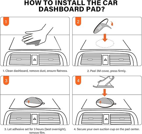 APPS2Car 3-Pack 3" Dashboard Mounting Disk, VHB Pad for Suction Cup Mount | VHB Pad, Not Double-Sided Tape; Fits Suction Cups Up to 3 Inches for Phone Mounts; For Flat Dashboards Only; One-time Use in Kuwait