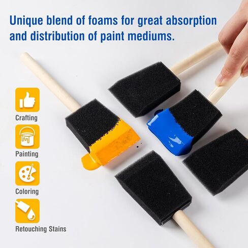 Foam Paint Brushes, 2 Inch, 48 Pack, Sponge Bruhses for Painting, Craft Paint Sponges Set, Foam Brushes Bulk, Sponge Paint Brushes for DIY, Staining, Black in Saudi Arabia