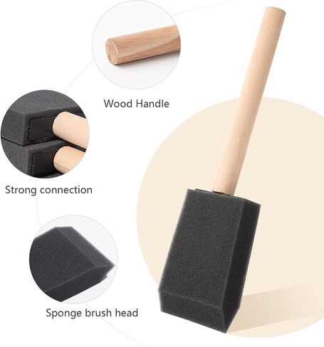 Foam Paint Brushes, 2 Inch, 48 Pack, Sponge Bruhses for Painting, Craft Paint Sponges Set, Foam Brushes Bulk, Sponge Paint Brushes for DIY, Staining, Black in Saudi Arabia