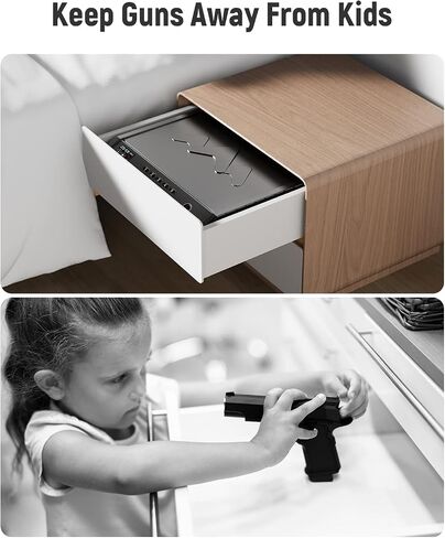 Gun Safe, Biometric Gun Safes for Pistols with LCD Display of Temperature Humidity, Fingerprint Quick Access Pistol Safe Solid Handgun Safe with USB C Port in Saudi Arabia