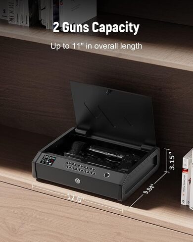 Gun Safe, Biometric Gun Safes for Pistols with LCD Display of Temperature Humidity, Fingerprint Quick Access Pistol Safe Solid Handgun Safe with USB C Port in Saudi Arabia