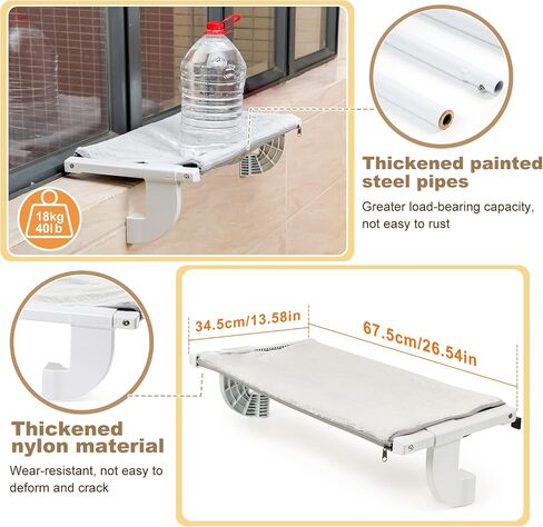Sunhoo Cat Window Perch Hammock Kitty Bed for Windowsill Bedside Large Cats Shelf Seat inside with Adjustable Ledge Sturdy Removable Cover Easy Assembly No Suction No Drill Hold 40lbs 26.54*13.58in(L) in Saudi Arabia