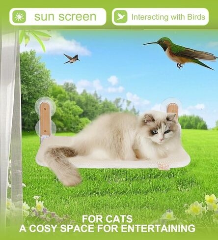Cat Window Perch Foldable, Suction Cup Cat Window Hammock for Large Cats, Sturdy Metal Frame and Machine Washable Cover, Cordless Window Hammock for Cats Inside Overlooking, Sunbathing and Napping in Saudi Arabia
