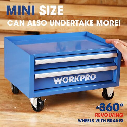 WORKPRO Pink Real Tool Set for Kids with 12 Inch Mini Steel Tool Box with Wheels, 10PCS Kids Real Tools with 2 Drawers Desk Metal Rolling Tool Chest, Children's Tool Kit for Home DIY- Pink Ribbon in Kuwait