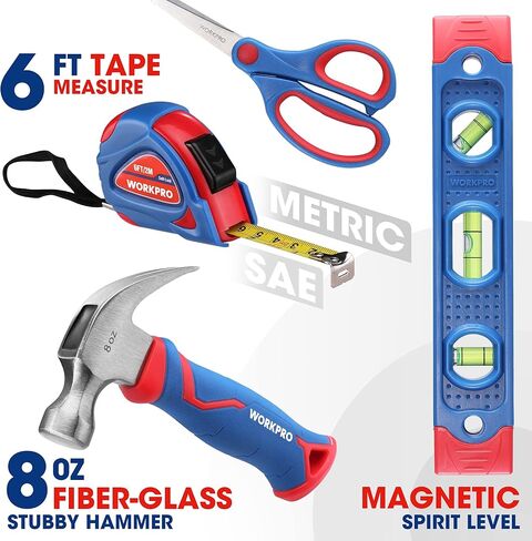 WORKPRO Pink Real Tool Set for Kids with 12 Inch Mini Steel Tool Box with Wheels, 10PCS Kids Real Tools with 2 Drawers Desk Metal Rolling Tool Chest, Children's Tool Kit for Home DIY- Pink Ribbon in Kuwait