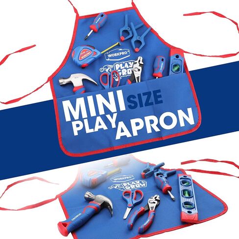 WORKPRO Pink Real Tool Set for Kids with 12 Inch Mini Steel Tool Box with Wheels, 10PCS Kids Real Tools with 2 Drawers Desk Metal Rolling Tool Chest, Children's Tool Kit for Home DIY- Pink Ribbon in Kuwait