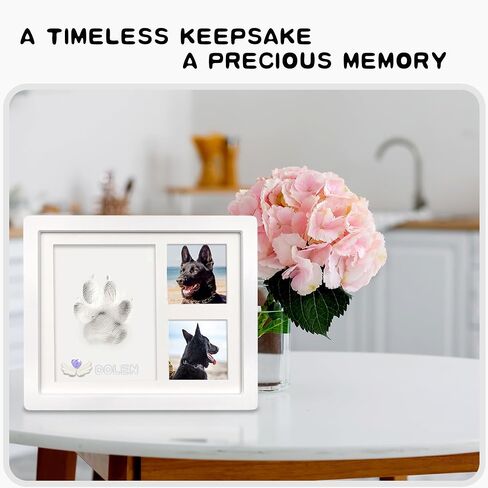 MYPAWLETS Dog or Cat Pet Paw Print Impression kit with Trinkets,Paw Print Kit Keepsake Large Clay Area,Premium Wooden Dog Memorial Picture Frame,Personalized Paw Print Gift for Pet Lovers -Black in Saudi Arabia