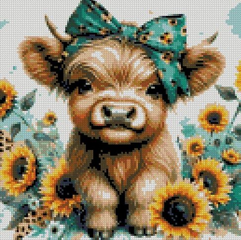 Cow Stamped Cross Stitch Kits for Adults Beginner,Counted Embroidery Kits in Saudi Arabia