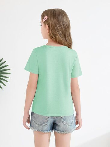 Haloumoning Girls Pleated Short Sleeve T Shirts Kids Summer Fashion Crewneck Tees Tops 5-14 Years in Saudi Arabia