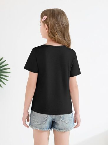 Haloumoning Girls Pleated Short Sleeve T Shirts Kids Summer Fashion Crewneck Tees Tops 5-14 Years in Saudi Arabia
