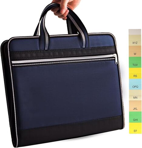 Canvas Expanding Files Organizer, Waterproof Accordion File Organizer with Color Labels, A4 Size,13 Pockets File Folders with Handle, Business Document Bag Briefcase Waterproof Fabric(Black) in Saudi Arabia