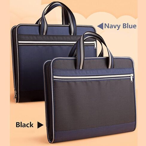 Canvas Expanding Files Organizer, Waterproof Accordion File Organizer with Color Labels, A4 Size,13 Pockets File Folders with Handle, Business Document Bag Briefcase Waterproof Fabric(Black) in Saudi Arabia
