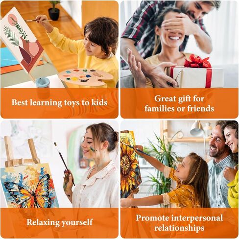 Fountor 4 Pack Paint by Numbers مجموعة للمبتدئين الكبار مع الحامل الخشبي ، فنون المناظر الطبيعية DIY والحرف للبالغين ، الرسم بأرقام لديكور الجدار المنزلي ، 8 × 12 بوصة in Kuwait