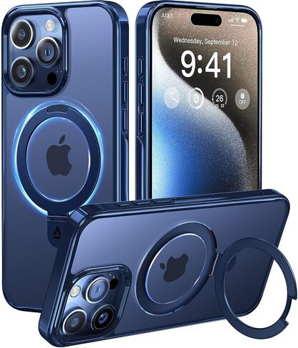 Alphex Titanium Stand for MagSafe iPhone 16 Pro Max Case, Polished Titanium Match for iPhone, 16FT- Military Drop Protection, Shockproof Phone Ring Slim Cover 6.9 inch, Gold Titanium in Saudi Arabia