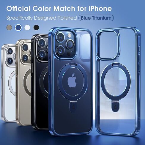 Alphex Titanium Stand for MagSafe iPhone 16 Pro Max Case, Polished Titanium Match for iPhone, 16FT- Military Drop Protection, Shockproof Phone Ring Slim Cover 6.9 inch, Gold Titanium in Saudi Arabia