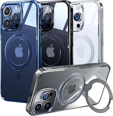Alphex Titanium Stand for MagSafe iPhone 16 Pro Max Case, Polished Titanium Match for iPhone, 16FT- Military Drop Protection, Shockproof Phone Ring Slim Cover 6.9 inch, Gold Titanium in Saudi Arabia